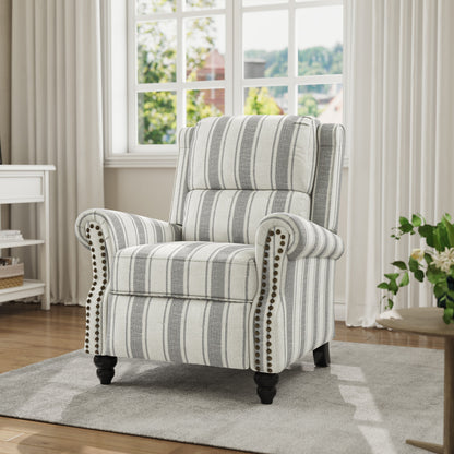 Fauteuil inclinable en cuir PU et lin à tête de clou du milieu du siècle