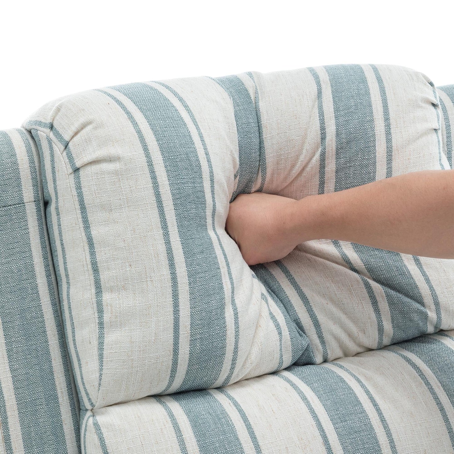 Fauteuil inclinable en cuir PU et lin à tête de clou du milieu du siècle