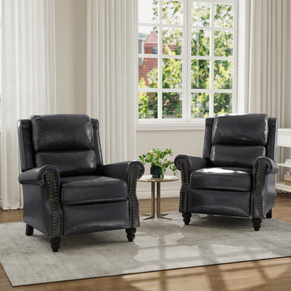 Fauteuil inclinable en cuir PU et lin à tête de clou du milieu du siècle