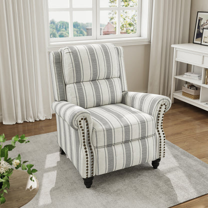 Fauteuil inclinable en cuir PU et lin à tête de clou du milieu du siècle