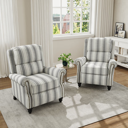 Fauteuil inclinable en cuir PU et lin à tête de clou du milieu du siècle