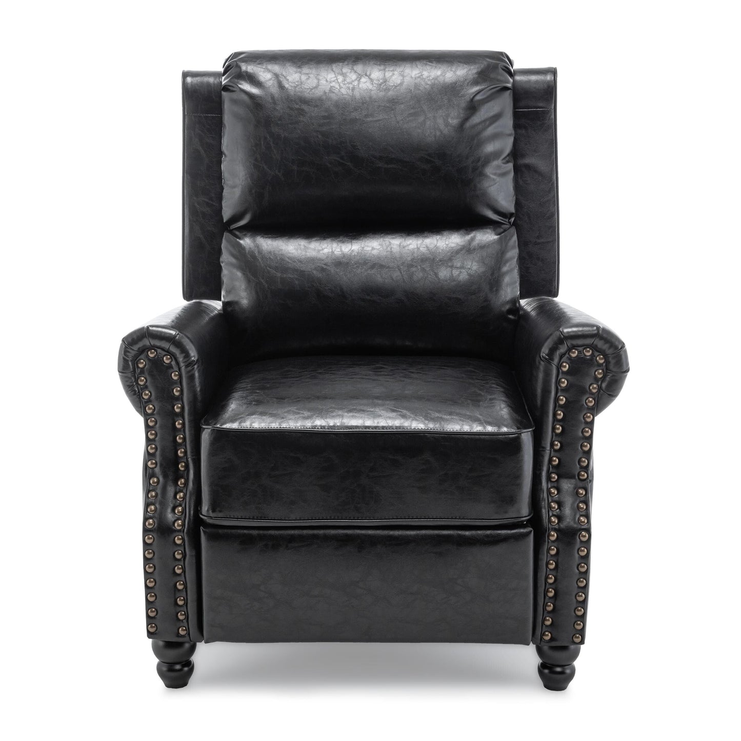 Fauteuil inclinable en cuir PU et lin à tête de clou du milieu du siècle