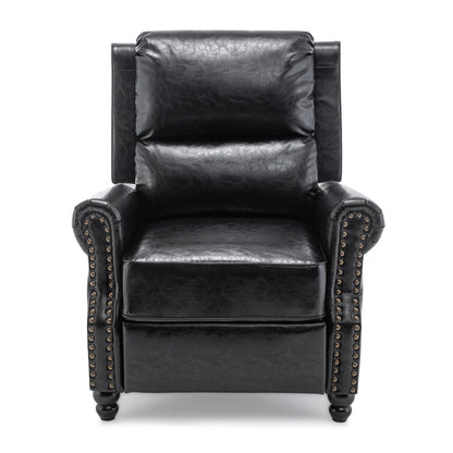 Fauteuil inclinable en cuir PU et lin à tête de clou du milieu du siècle