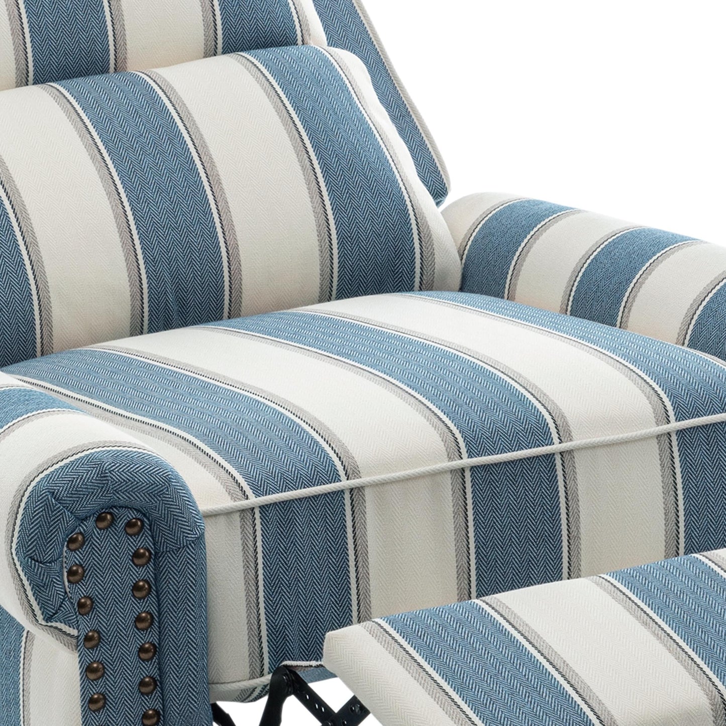 Fauteuil inclinable en cuir PU et lin à tête de clou du milieu du siècle