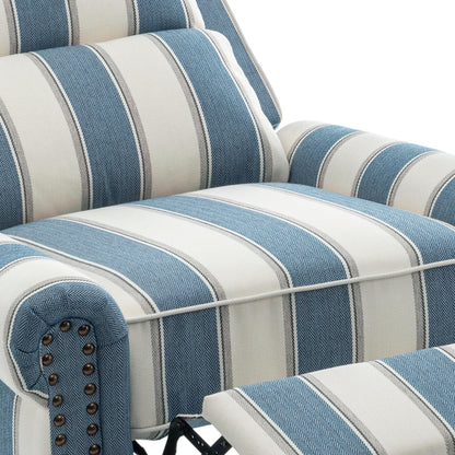 Fauteuil inclinable en cuir PU et lin à tête de clou du milieu du siècle