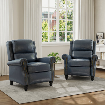 Fauteuil inclinable en cuir PU et lin à tête de clou du milieu du siècle