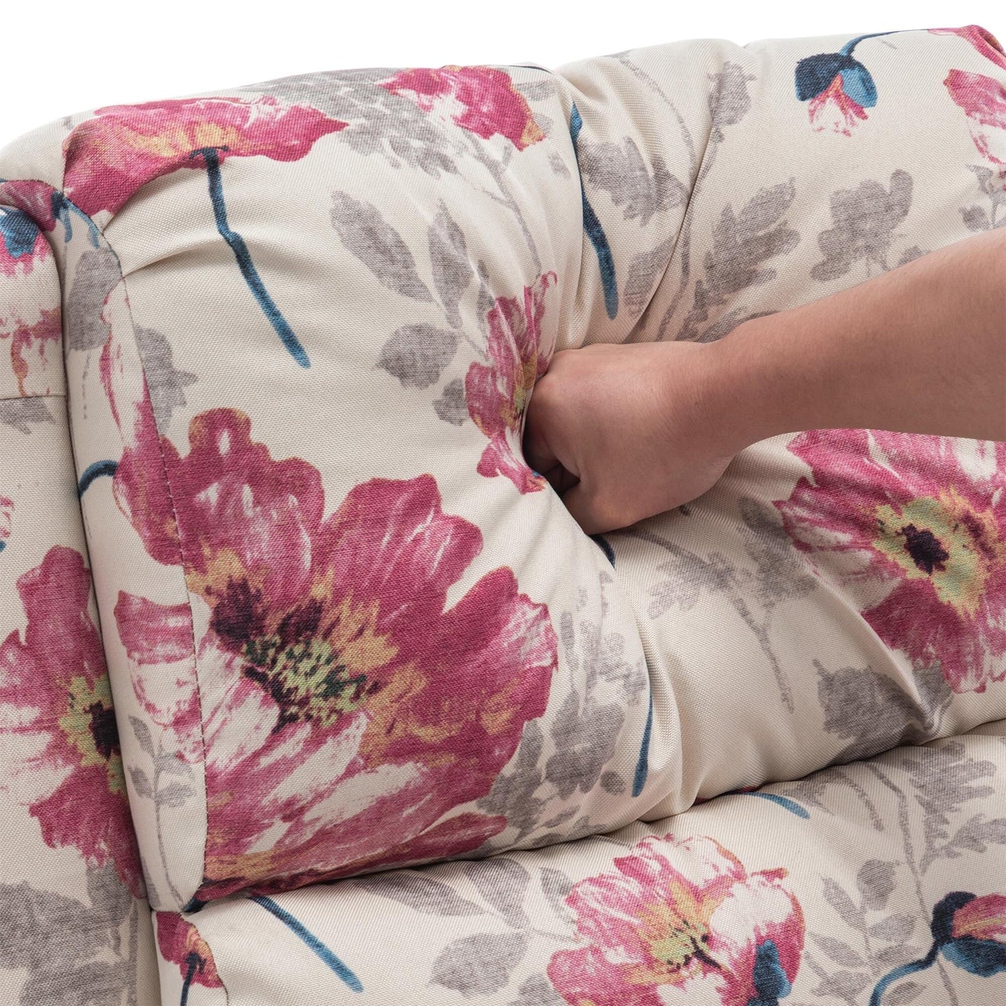 Fauteuil inclinable en cuir PU et lin à tête de clou du milieu du siècle