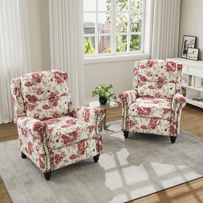 Fauteuil inclinable en cuir PU et lin à tête de clou du milieu du siècle