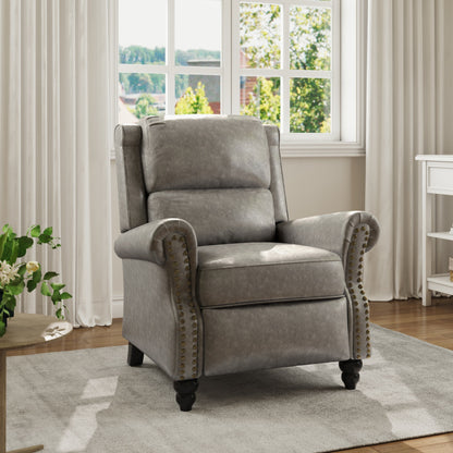 Fauteuil inclinable en cuir PU et lin à tête de clou du milieu du siècle