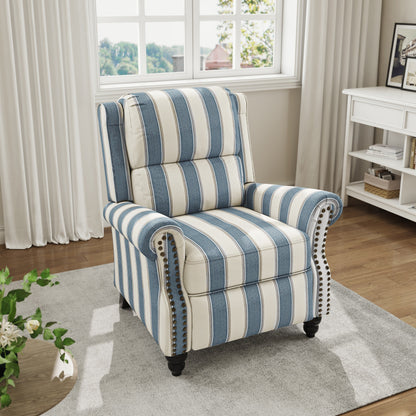 Fauteuil inclinable en cuir PU et lin à tête de clou du milieu du siècle