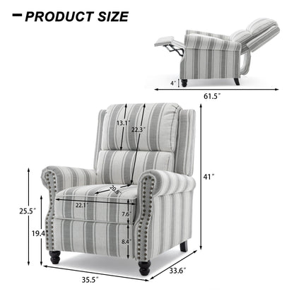 Fauteuil inclinable en cuir PU et lin à tête de clou du milieu du siècle