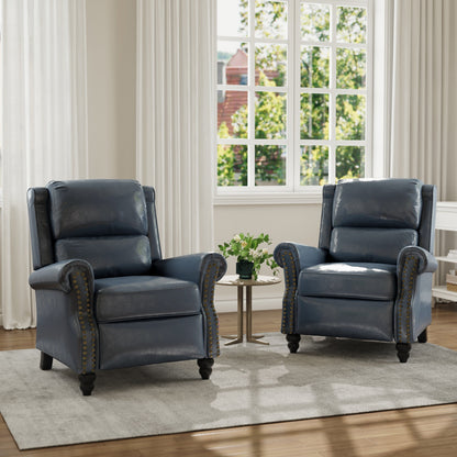 Fauteuil inclinable en cuir PU et lin à tête de clou du milieu du siècle