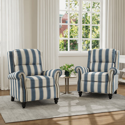 Fauteuil inclinable en cuir PU et lin à tête de clou du milieu du siècle