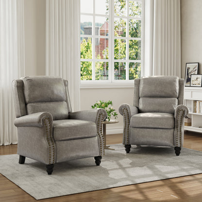 Fauteuil inclinable en cuir PU et lin à tête de clou du milieu du siècle