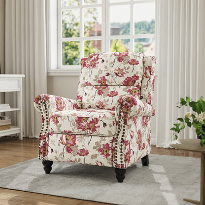 Fauteuil inclinable en cuir PU et lin à tête de clou du milieu du siècle