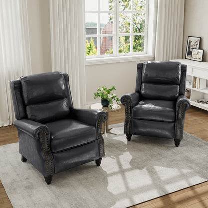Fauteuil inclinable en cuir PU et lin à tête de clou du milieu du siècle