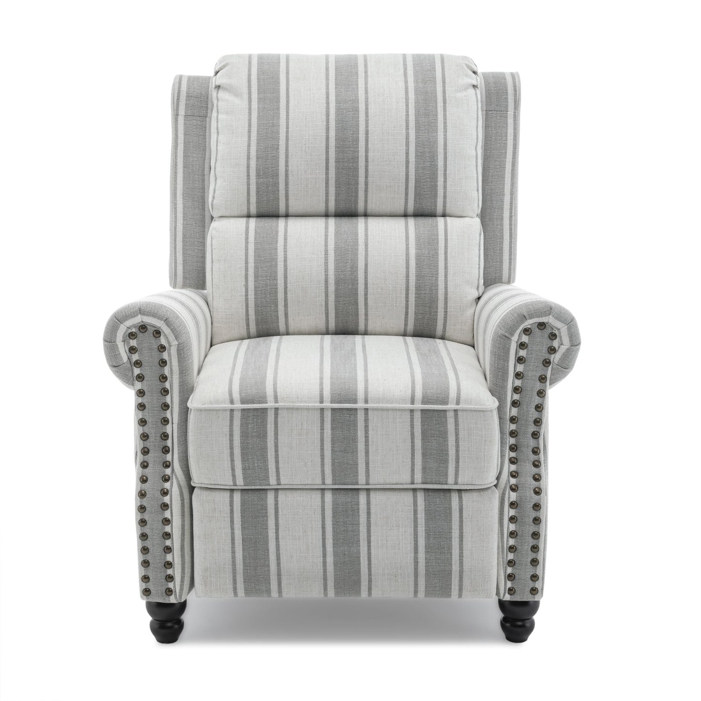 Fauteuil inclinable en cuir PU et lin à tête de clou du milieu du siècle