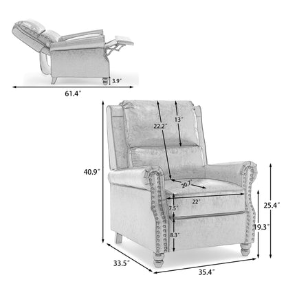 Fauteuil inclinable en cuir PU et lin à tête de clou du milieu du siècle