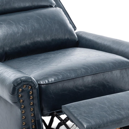Fauteuil inclinable en cuir PU et lin à tête de clou du milieu du siècle