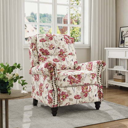 Fauteuil inclinable en cuir PU et lin à tête de clou du milieu du siècle