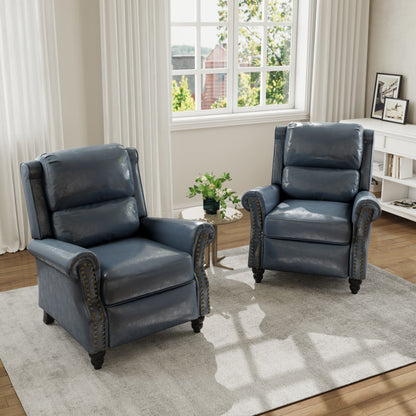 Fauteuil inclinable en cuir PU et lin à tête de clou du milieu du siècle