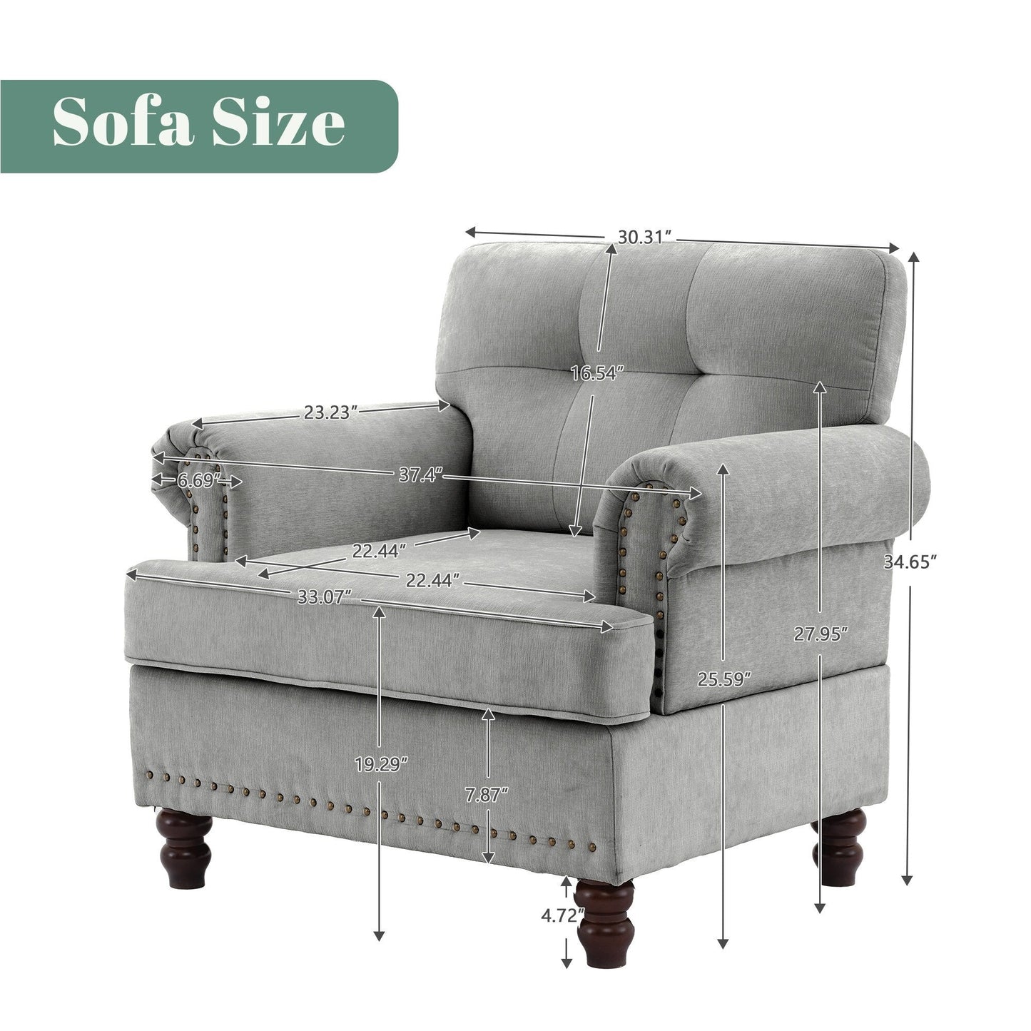 Ensemble de 3 canapés en chenille pour salon, capitonnés et cloutés, pieds en hévéa massif