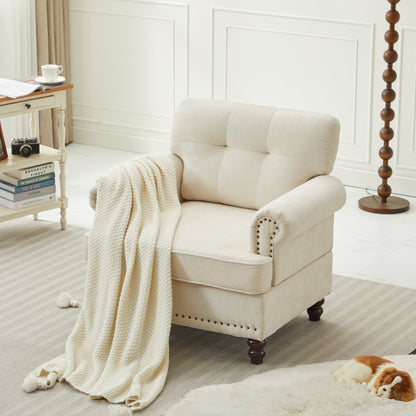 Ensemble de 3 canapés en chenille pour salon, capitonnés et cloutés, pieds en hévéa massif