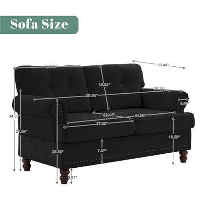 Ensemble de 3 canapés en chenille pour salon, capitonnés et cloutés, pieds en hévéa massif