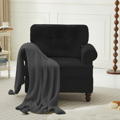 Ensemble de 3 canapés en chenille pour salon, capitonnés et cloutés, pieds en hévéa massif