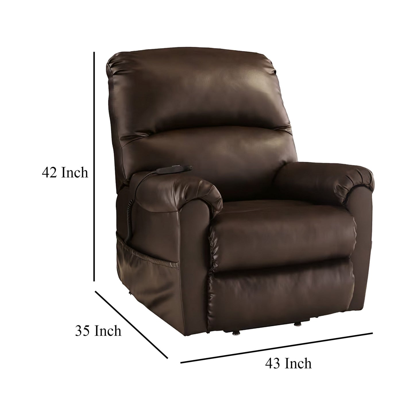 Fauteuil inclinable électrique Shadow Power Lift, similicuir marron chocolat riche