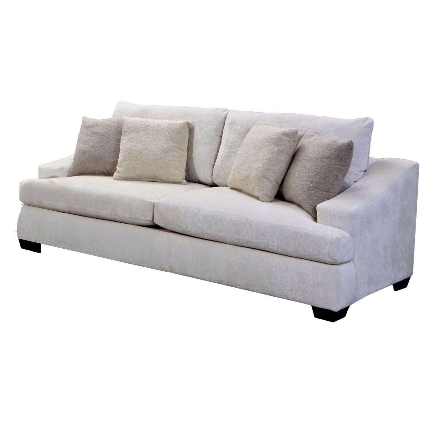 Canapé Sham, chenille ivoire, 4 coussins décoratifs, structure en bois massif, 94 pouces