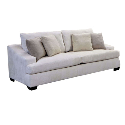 Canapé Sham, chenille ivoire, 4 coussins décoratifs, structure en bois massif, 94 pouces