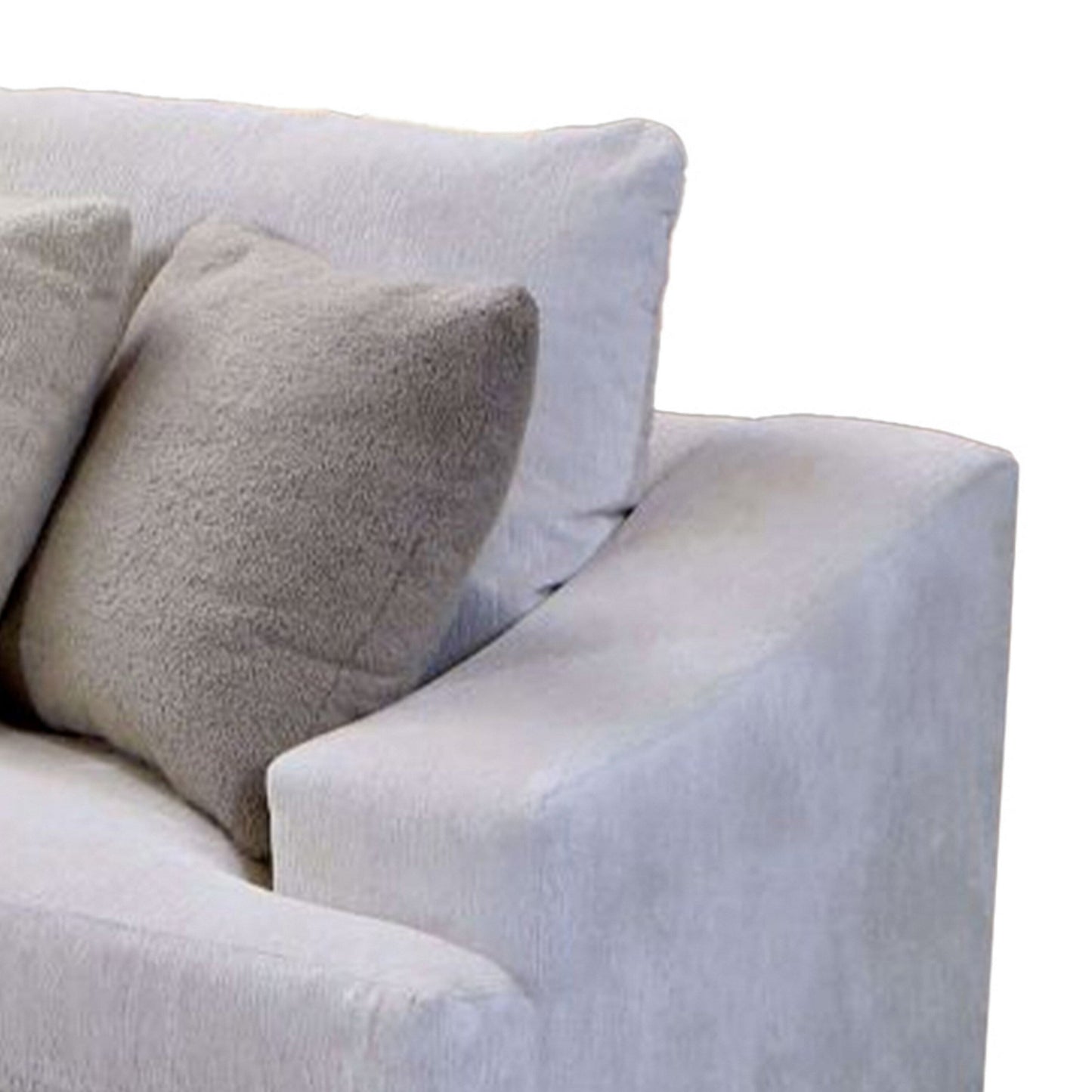 Canapé Sham, chenille ivoire, 4 coussins décoratifs, structure en bois massif, 94 pouces