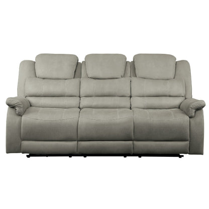 Canapé inclinable électrique Shelly, appui-tête réglable, polyester gris, 84 pouces