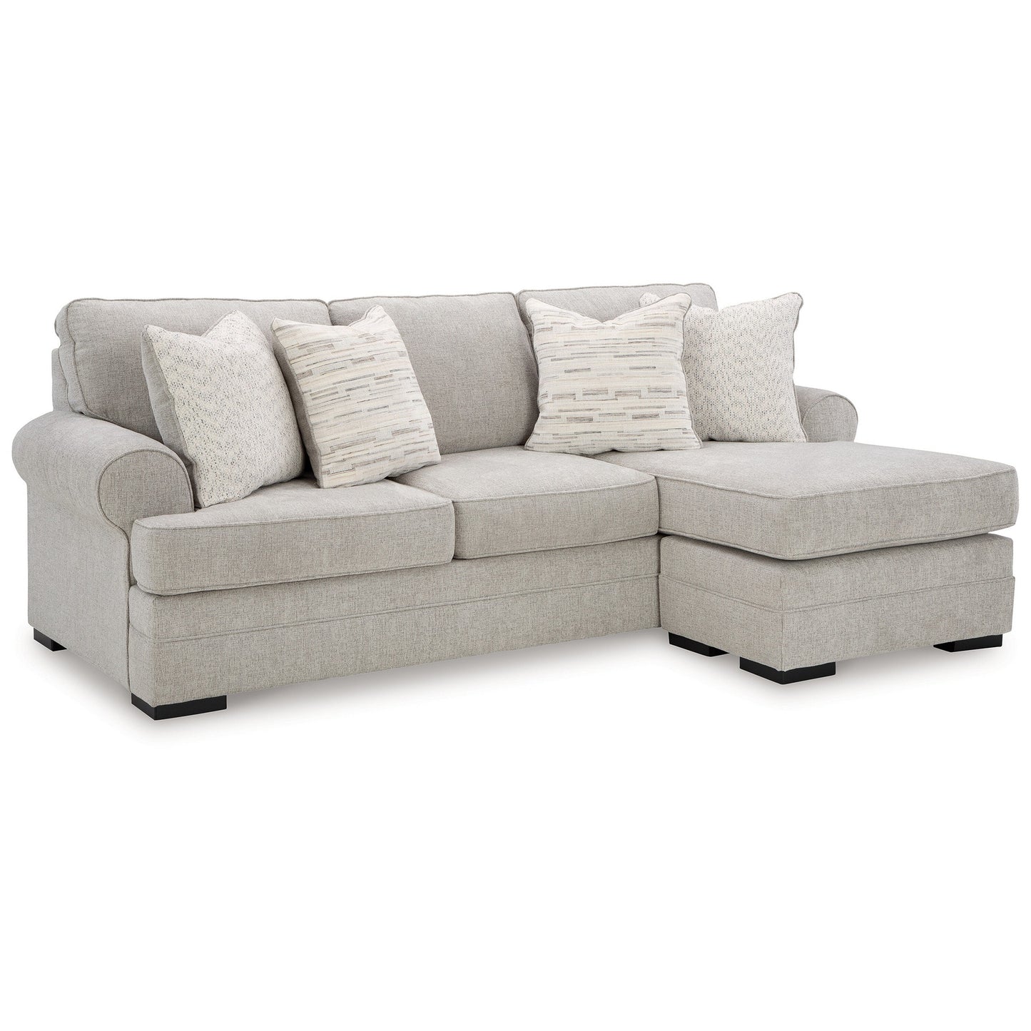 Canapé-lit Shelyn avec 4 coussins décoratifs, polyester gris sable, 97 pouces