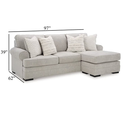 Canapé-lit Shelyn avec 4 coussins décoratifs, polyester gris sable, 97 pouces