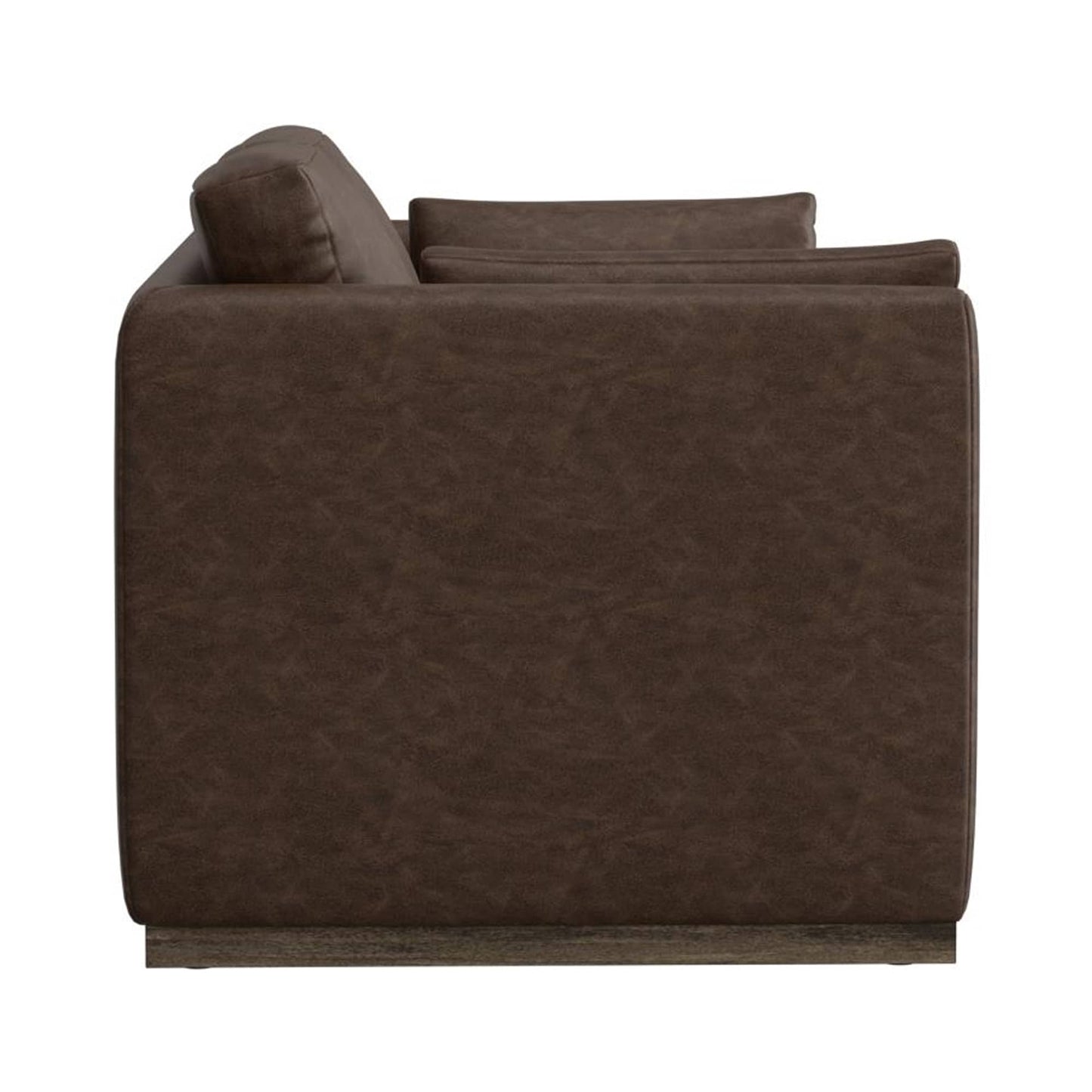 Canapé Sian, 2 plaids décoratifs, dossier avec coussin amovible, similicuir marron foncé