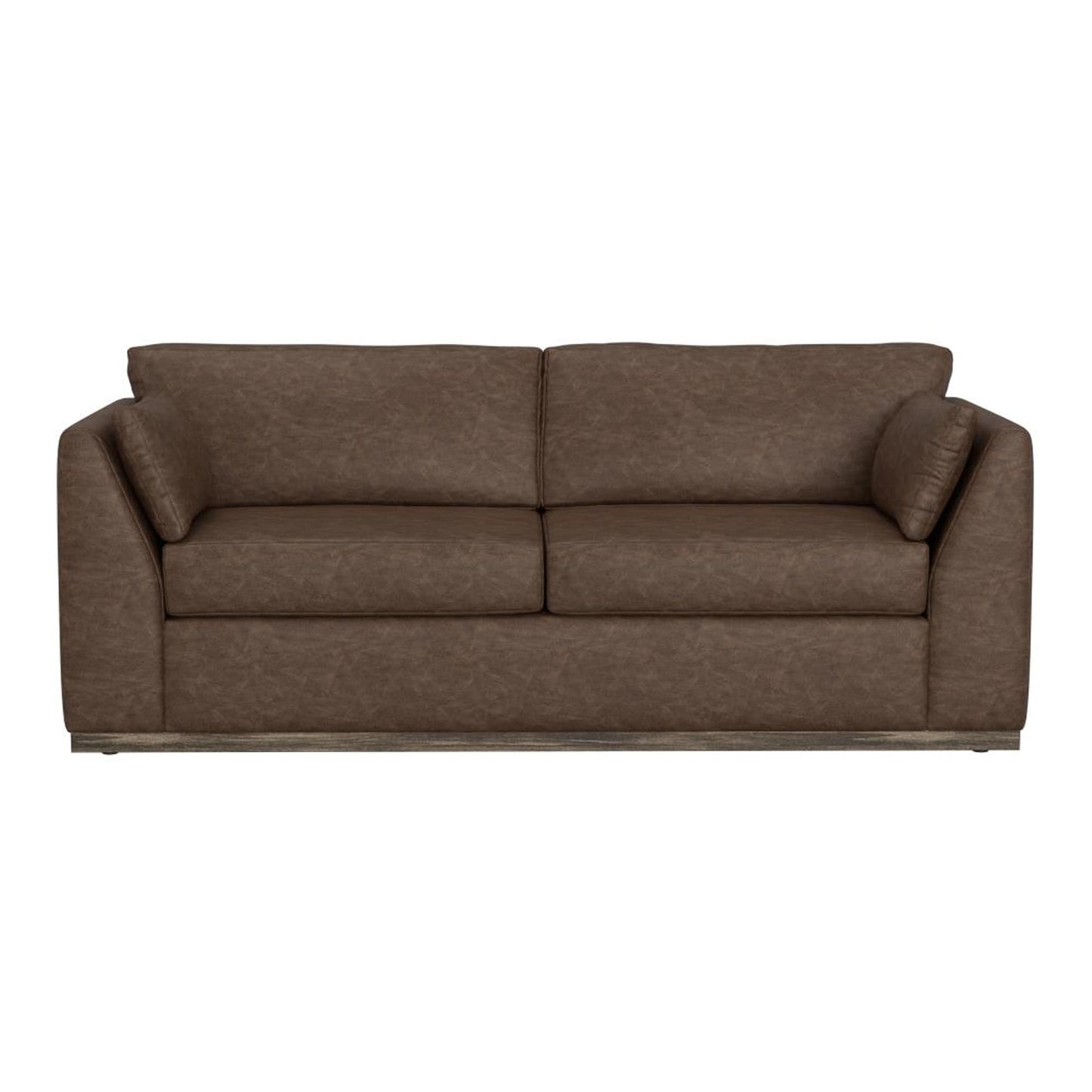 Canapé Sian, 2 plaids décoratifs, dossier avec coussin amovible, similicuir marron foncé