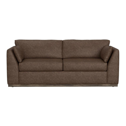 Canapé Sian, 2 plaids décoratifs, dossier avec coussin amovible, similicuir marron foncé