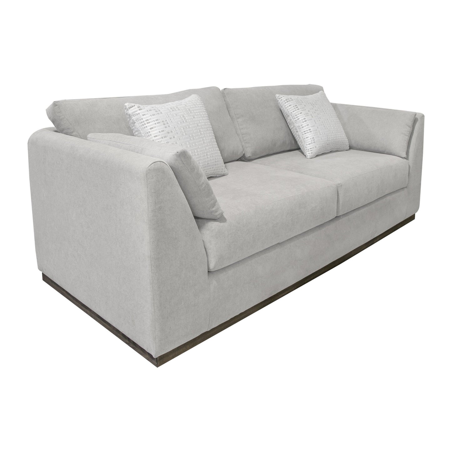Canapé Sian, polyester beige, 2 coussins décoratifs, pin massif, 228 cm