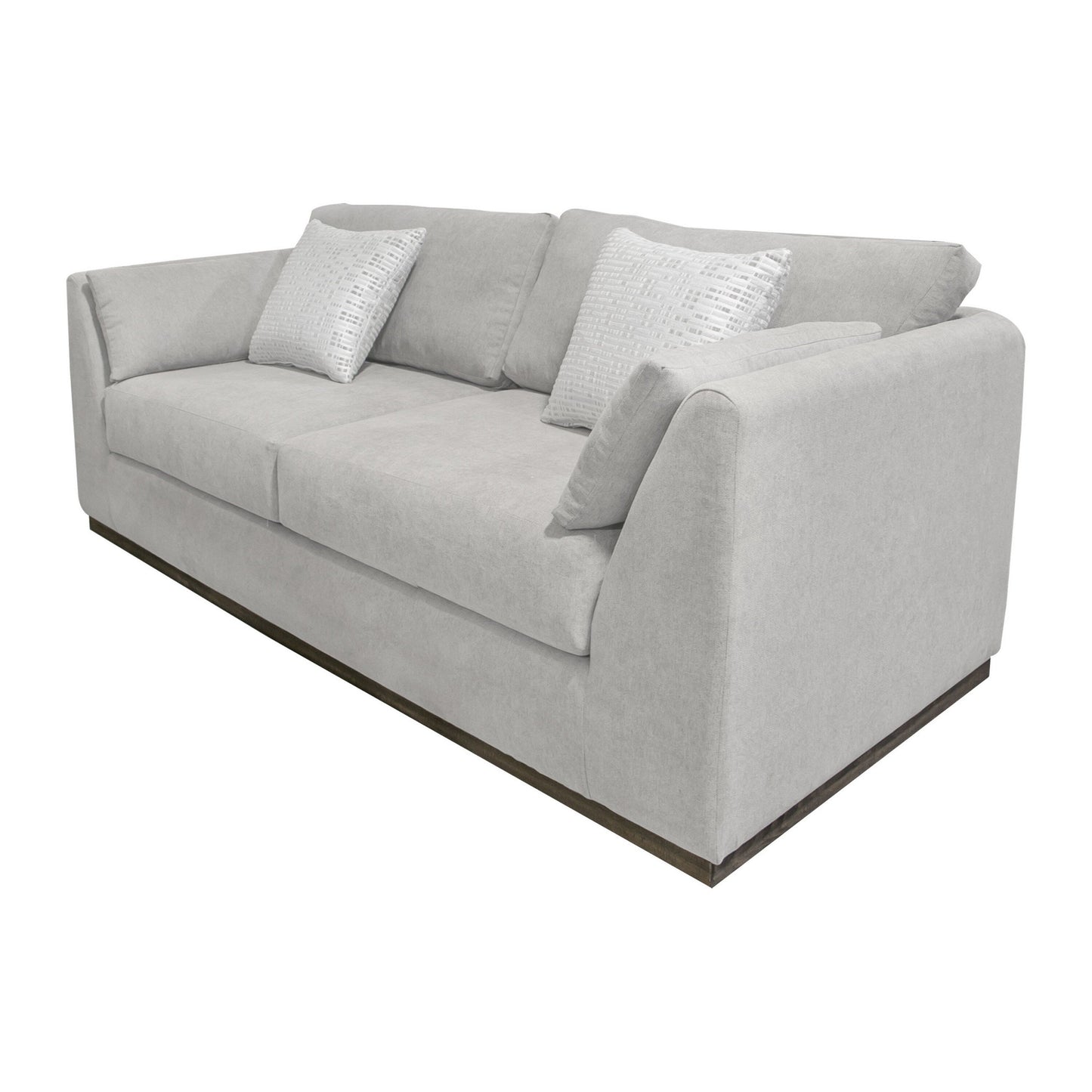 Canapé Sian, polyester beige, 2 coussins décoratifs, pin massif, 228 cm