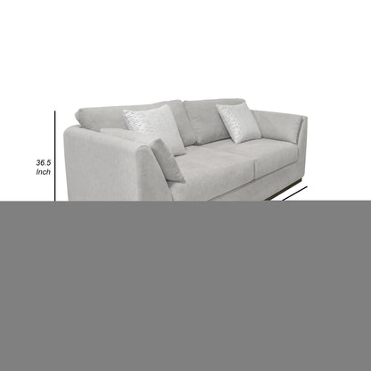 Canapé Sian, polyester beige, 2 coussins décoratifs, pin massif, 228 cm