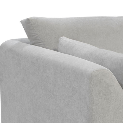 Canapé Sian, polyester beige, 2 coussins décoratifs, pin massif, 228 cm