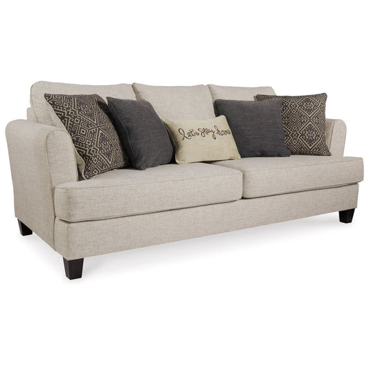 Canapé-lit Queen Sidwell, polyester beige, 5 coussins décoratifs, 95 pouces