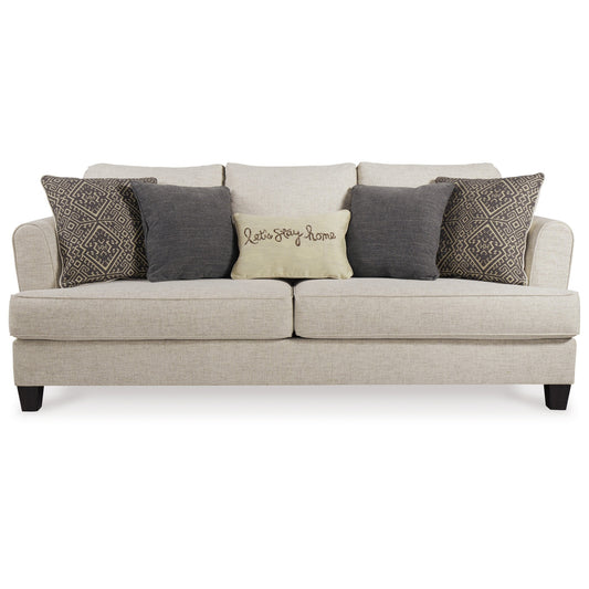 Canapé-lit Queen Sidwell, polyester beige, 5 coussins décoratifs, 95 pouces