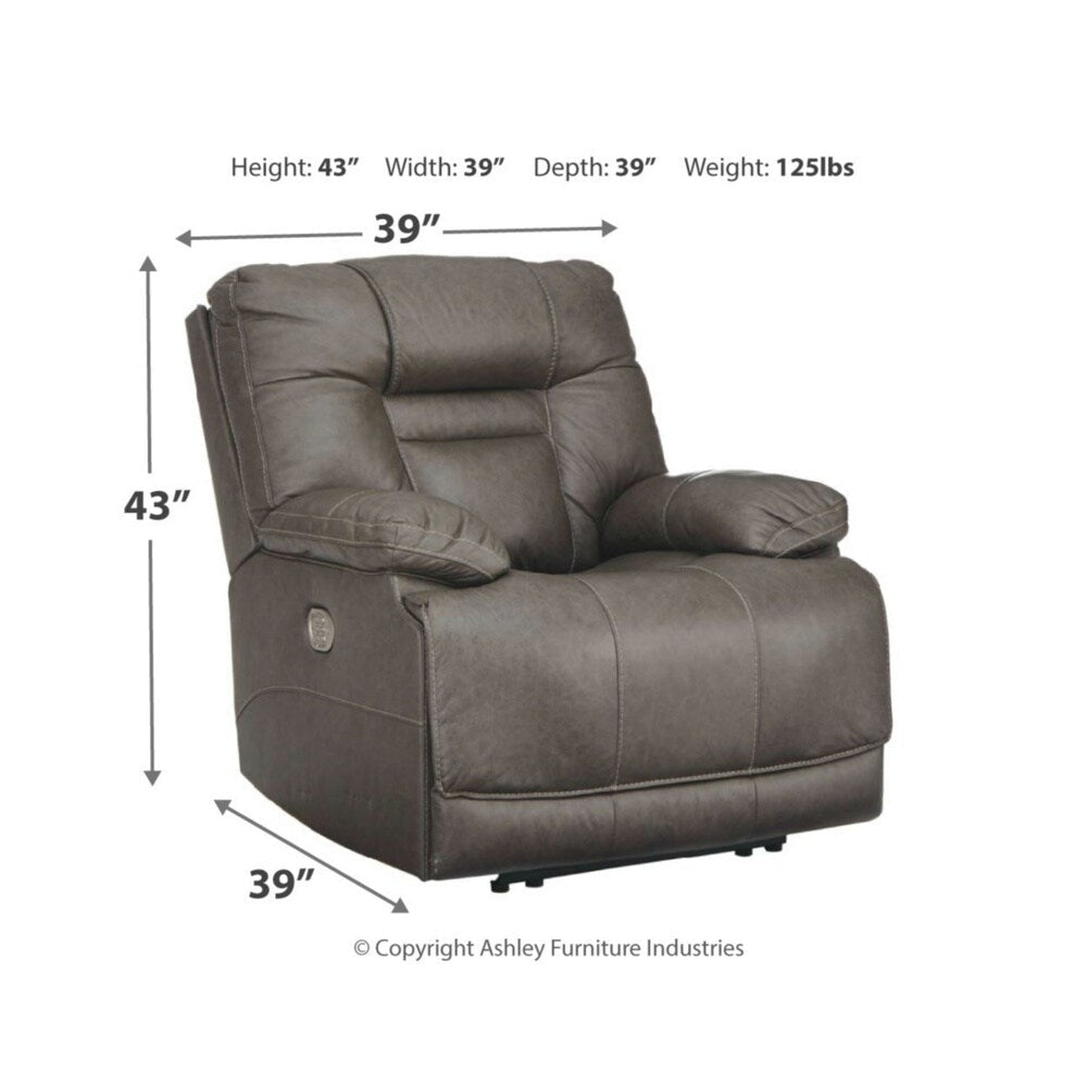 Fauteuil inclinable électrique contemporain Wurstrow avec appui-tête réglable, couleur fumée