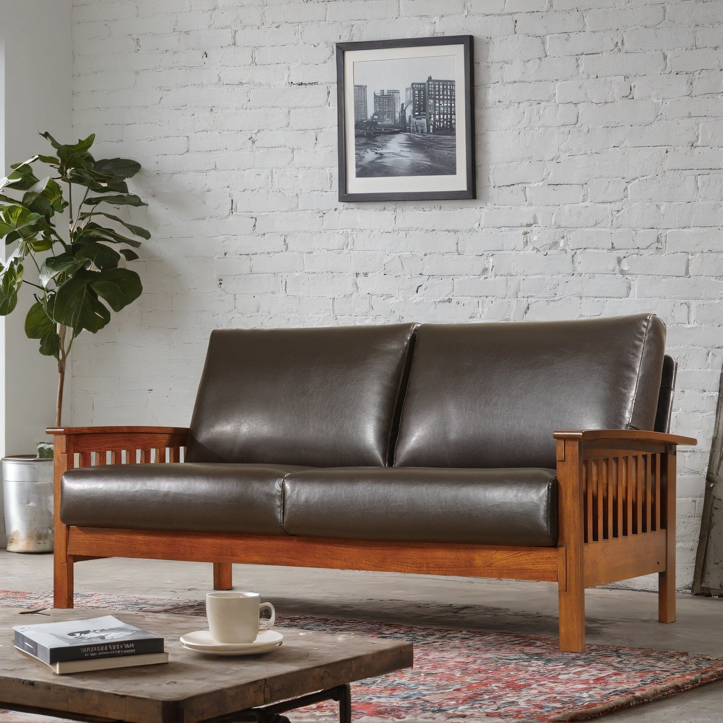 Canapé en bois de style mission Sigulda