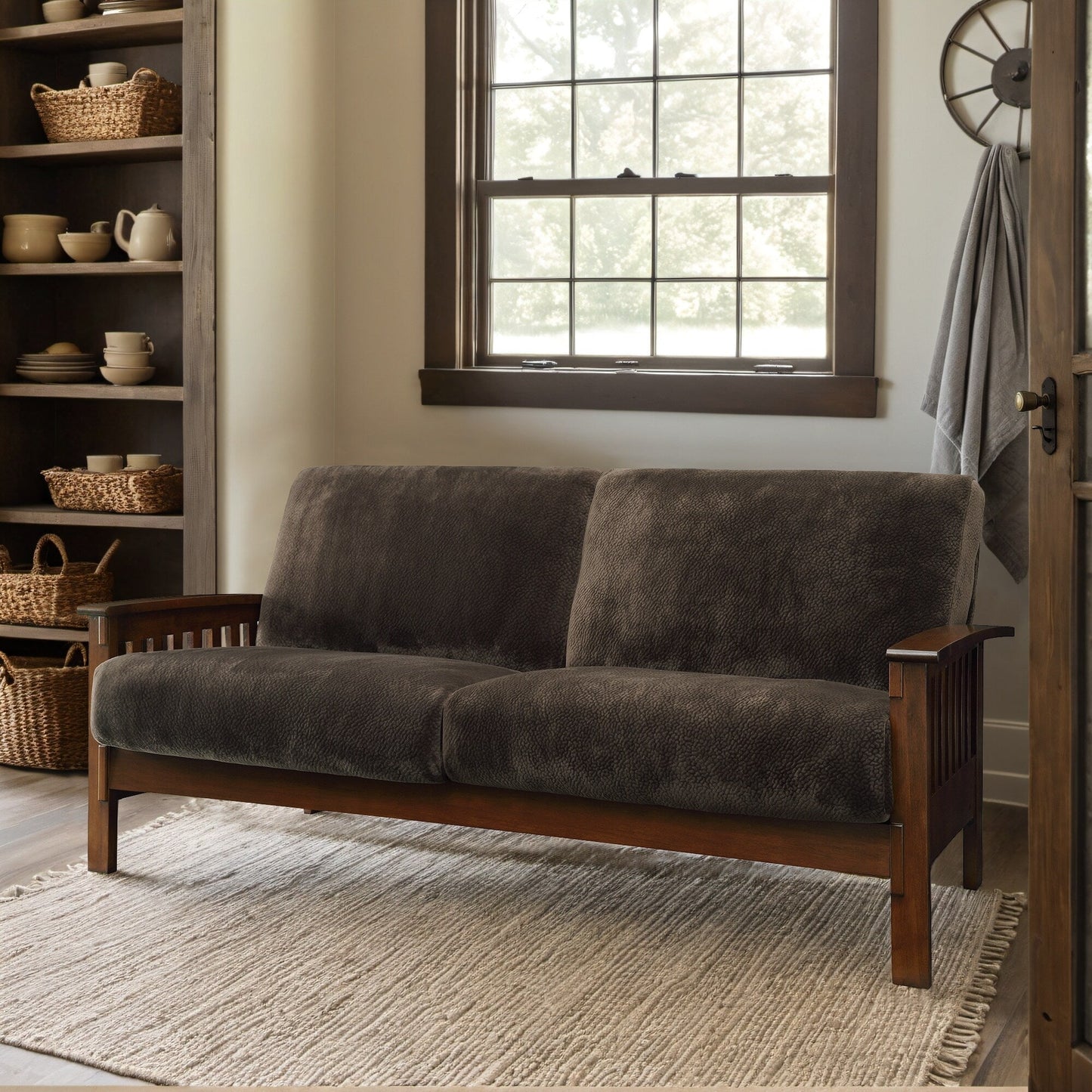 Canapé en bois de style mission Sigulda