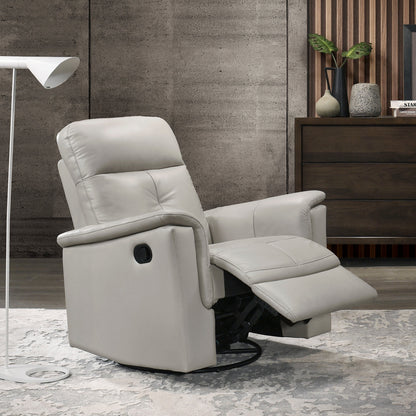 Fauteuil inclinable rembourré en cuir argenté, pivotant et mobile, mobilier de salon moderne, confortable, 1 pièce