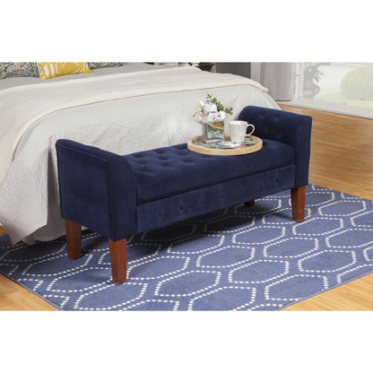 Banc/canapé de rangement en velours bleu marine Malakoff de Copper Grove